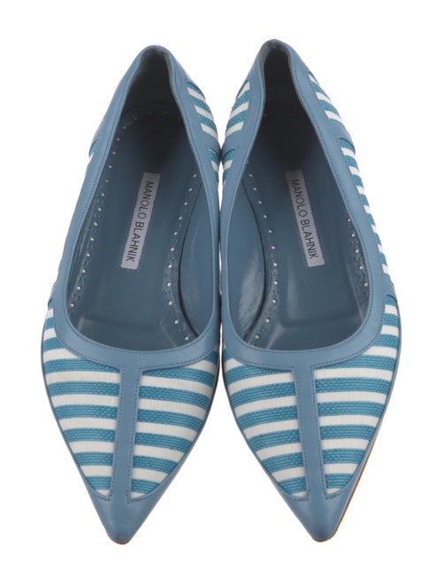 Manolo Blahnik Leather Striped Ballet Flats