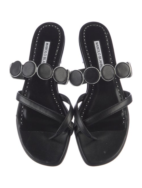 Manolo Blahnik Leather Eyelet Trim Slides