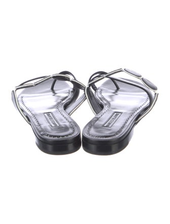 Manolo Blahnik Leather Eyelet Trim Slides