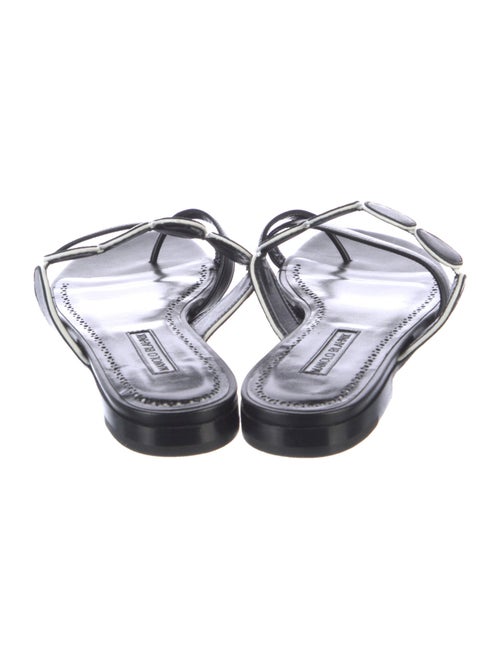 Manolo Blahnik Leather Eyelet Trim Slides