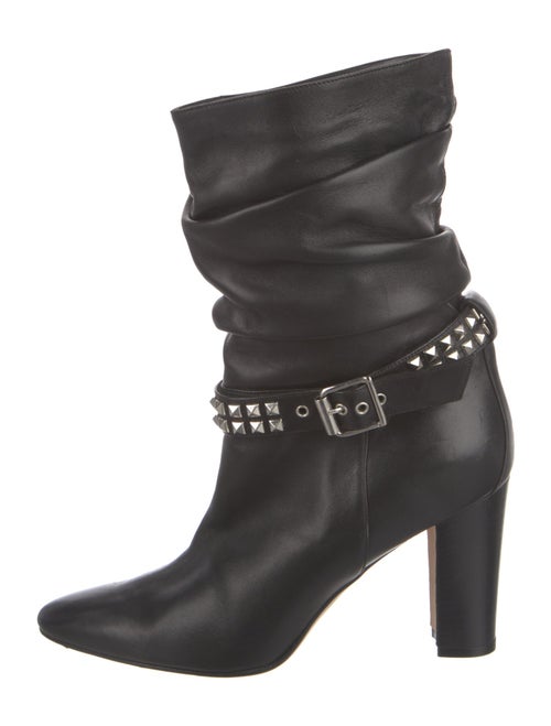 Manolo Blahnik Leather Pleated Accents Boots