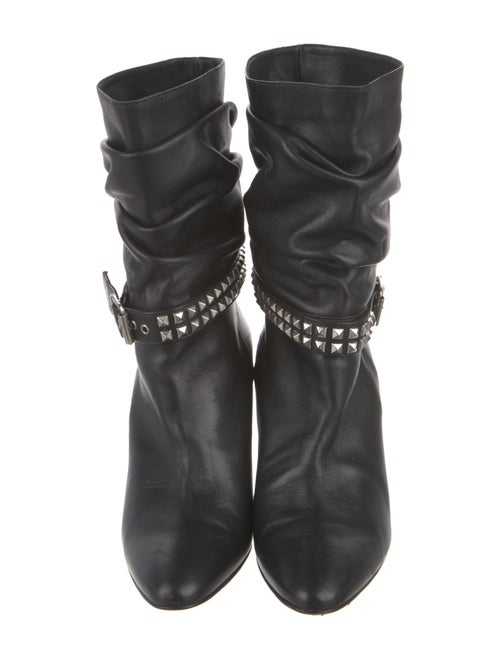 Manolo Blahnik Leather Pleated Accents Boots