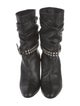 Manolo Blahnik Leather Pleated Accents Boots