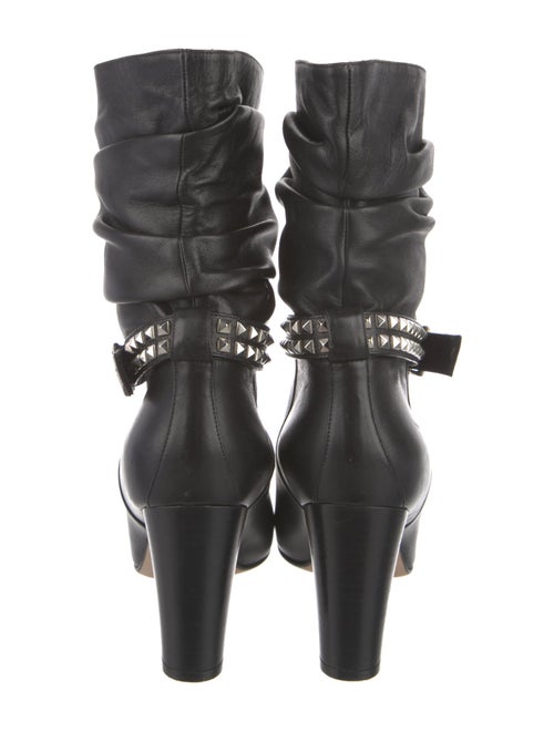 Manolo Blahnik Leather Pleated Accents Boots
