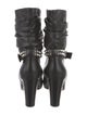 Manolo Blahnik Leather Pleated Accents Boots