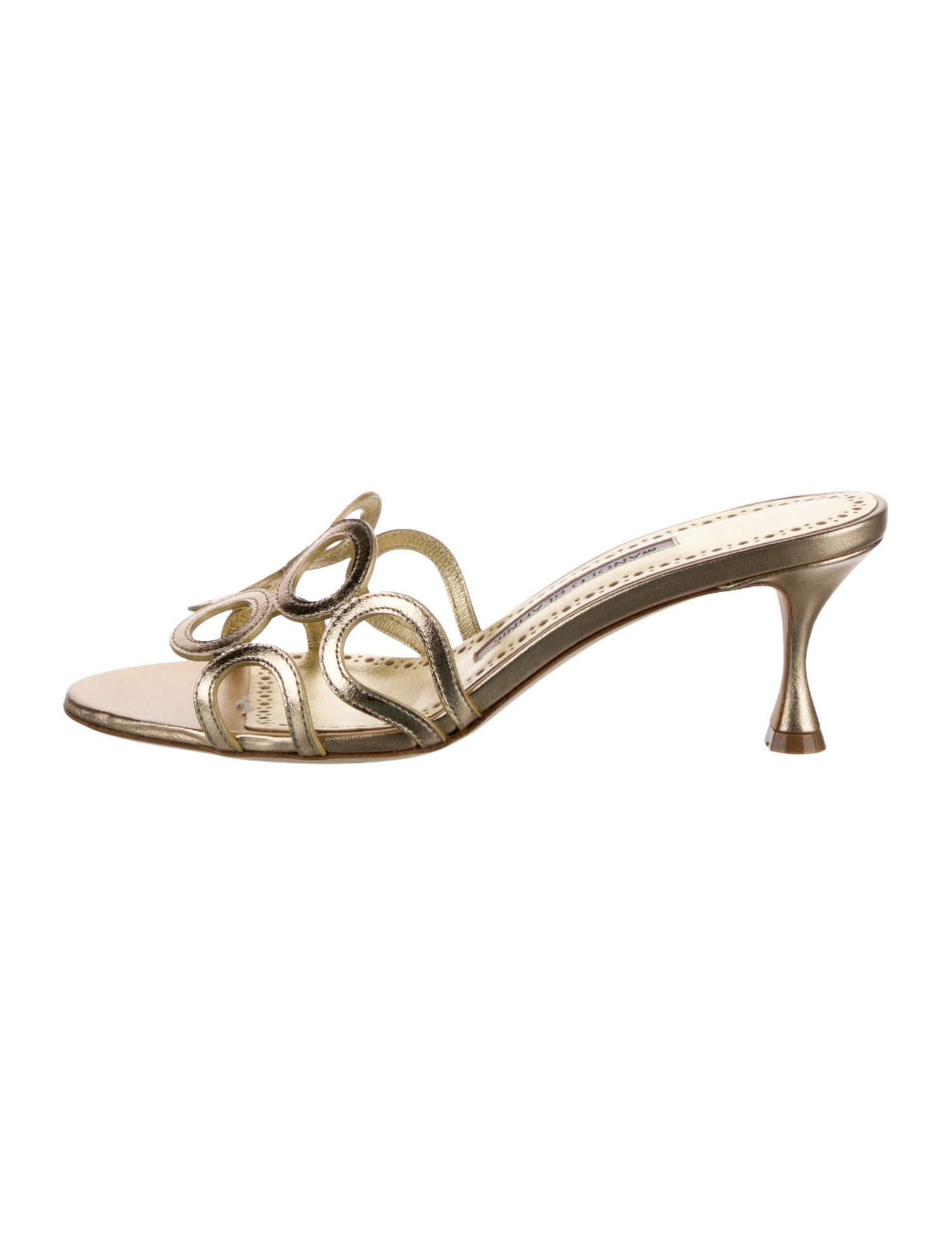 Manolo Blahnik Leather Cutout Accent Slides