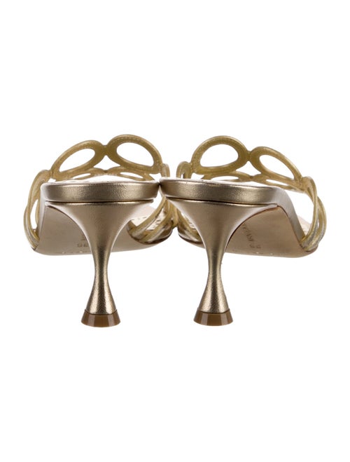 Manolo Blahnik Leather Cutout Accent Slides