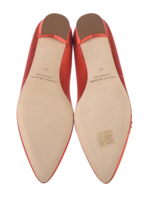Manolo Blahnik Satin Crystal Embellishments Ballet Flats