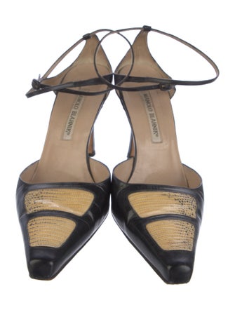 Manolo Blahnik Leather Animal Print Pumps