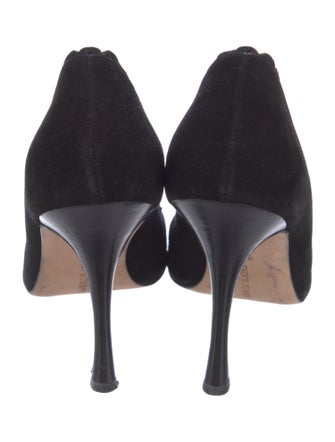 Manolo Blahnik Suede Scalloped Accent Pumps