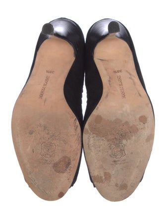 Manolo Blahnik Suede Scalloped Accent Pumps