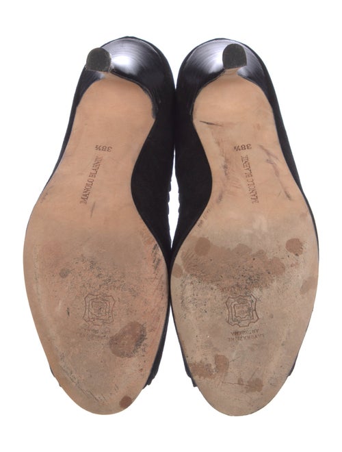 Manolo Blahnik Suede Scalloped Accent Pumps