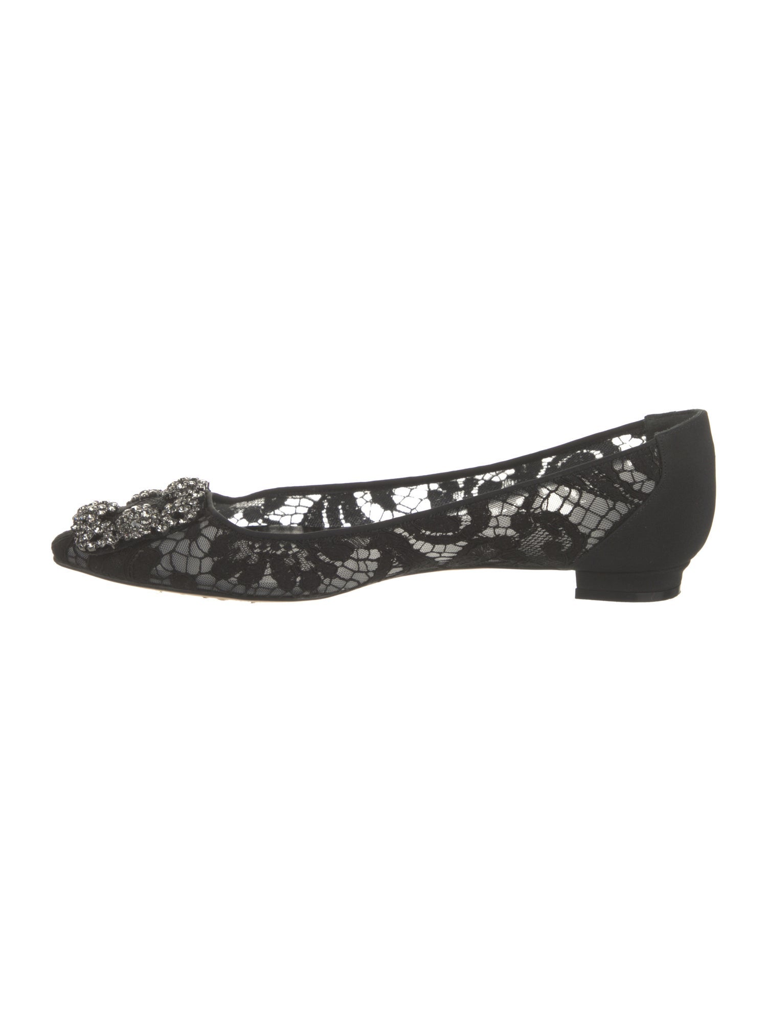 Manolo Blahnik Lace Crystal Embellishments Flats