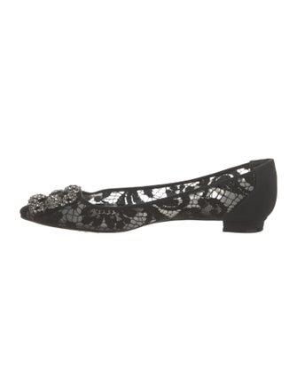 Manolo Blahnik Lace Crystal Embellishments Flats