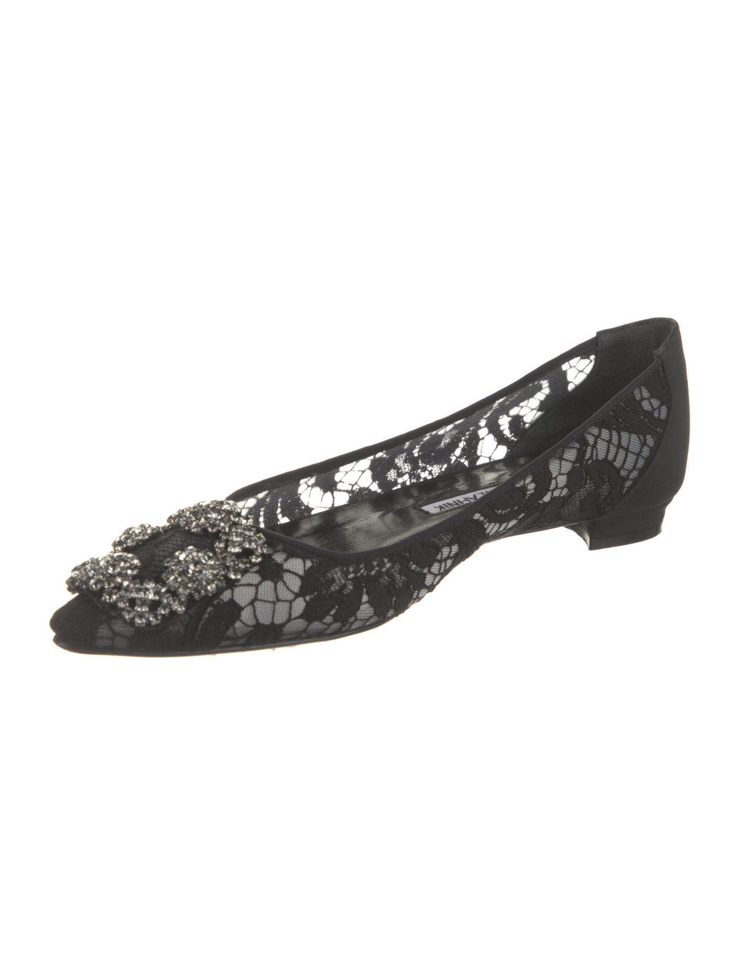Manolo Blahnik Lace Crystal Embellishments Flats