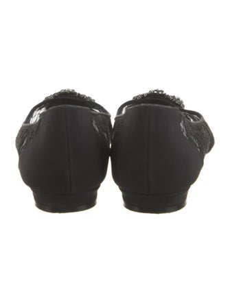 Manolo Blahnik Lace Crystal Embellishments Flats