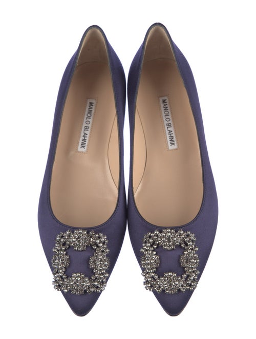 Manolo Blahnik Satin Crystal Embellishments Flats