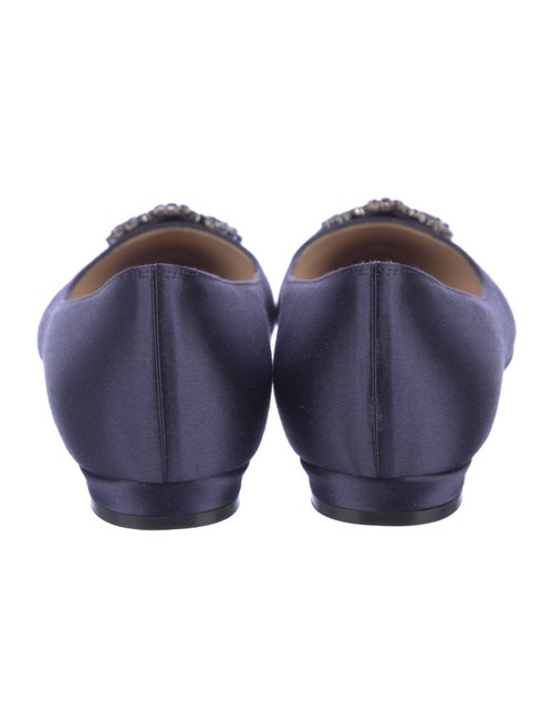 Manolo Blahnik Satin Crystal Embellishments Flats