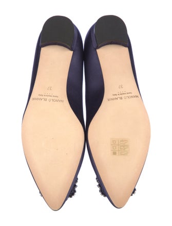 Manolo Blahnik Satin Crystal Embellishments Flats
