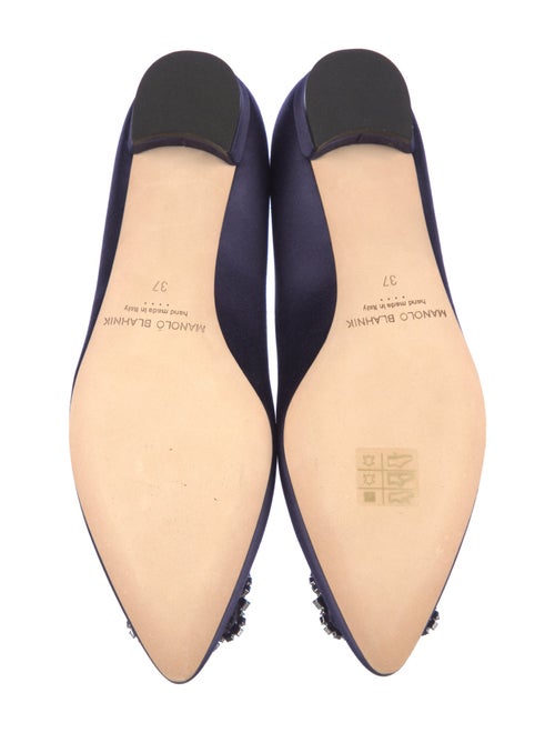 Manolo Blahnik Satin Crystal Embellishments Flats