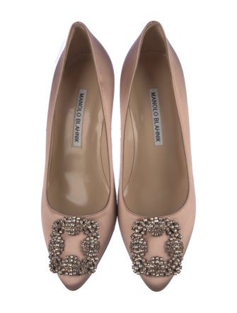 Manolo Blahnik Satin Crystal Embellishments Pumps