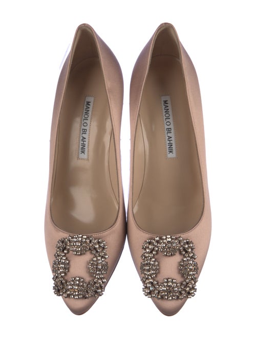 Manolo Blahnik Satin Crystal Embellishments Pumps