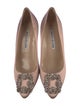 Manolo Blahnik Satin Crystal Embellishments Pumps