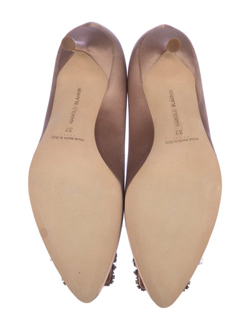 Manolo Blahnik Satin Crystal Embellishments Pumps