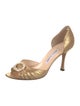 Manolo Blahnik Satin Crystal Embellishments D'Orsay Pumps