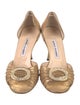 Manolo Blahnik Satin Crystal Embellishments D'Orsay Pumps