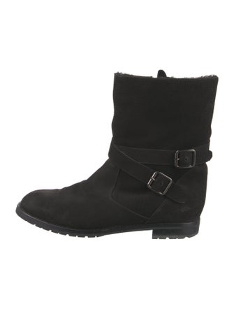 Manolo Blahnik Suede Moto Boots