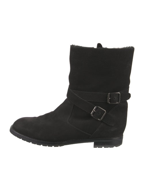 Manolo Blahnik Suede Moto Boots