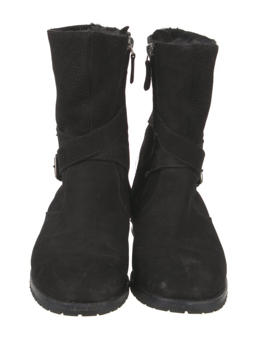 Manolo Blahnik Suede Moto Boots