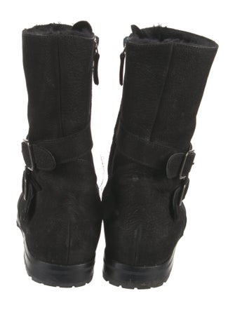 Manolo Blahnik Suede Moto Boots