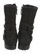 Manolo Blahnik Suede Moto Boots