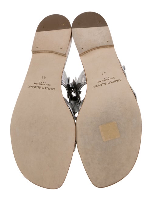 Manolo Blahnik Leather Leather Trim Embellishment Slides