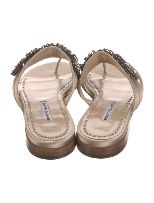 Manolo Blahnik Satin Crystal Embellishments Slides