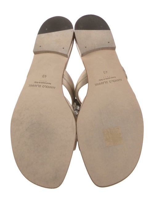 Manolo Blahnik Satin Crystal Embellishments Slides