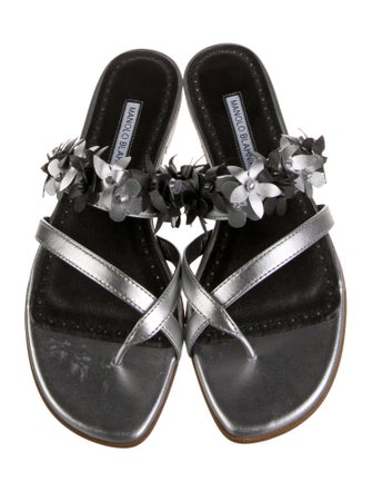 Manolo Blahnik Leather Slides