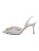 Manolo Blahnik Satin Crystal Embellishments Slingback Pumps