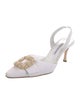 Manolo Blahnik Satin Crystal Embellishments Slingback Pumps