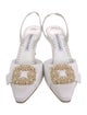Manolo Blahnik Satin Crystal Embellishments Slingback Pumps