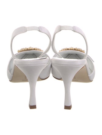 Manolo Blahnik Satin Crystal Embellishments Slingback Pumps