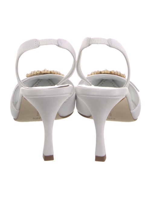 Manolo Blahnik Satin Crystal Embellishments Slingback Pumps