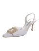 Manolo Blahnik Satin Crystal Embellishments Slingback Pumps