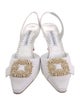 Manolo Blahnik Satin Crystal Embellishments Slingback Pumps