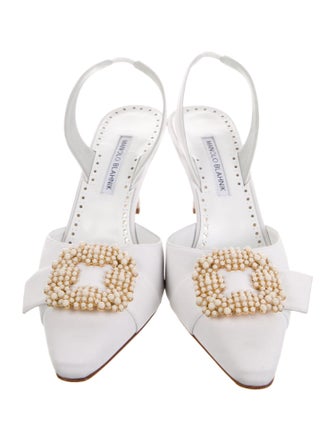 Manolo Blahnik Satin Slingback Pumps