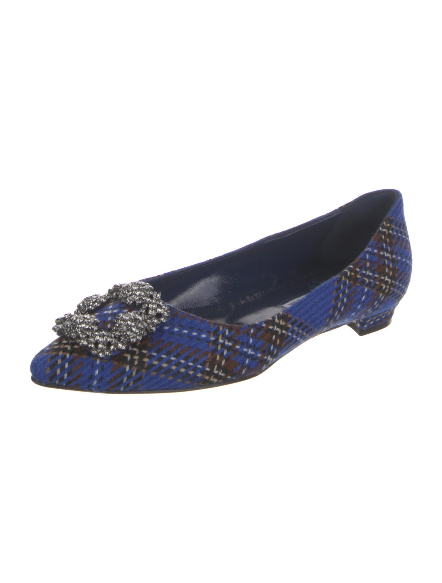 Manolo Blahnik Printed Crystal Embellishments Ballet Flats