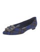 Manolo Blahnik Printed Crystal Embellishments Ballet Flats