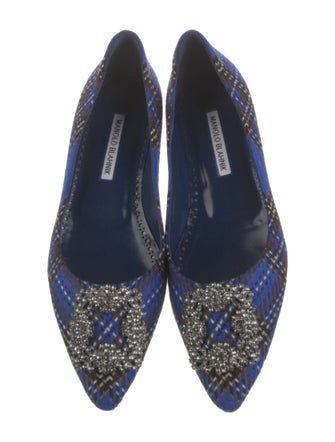 Manolo Blahnik Printed Crystal Embellishments Ballet Flats